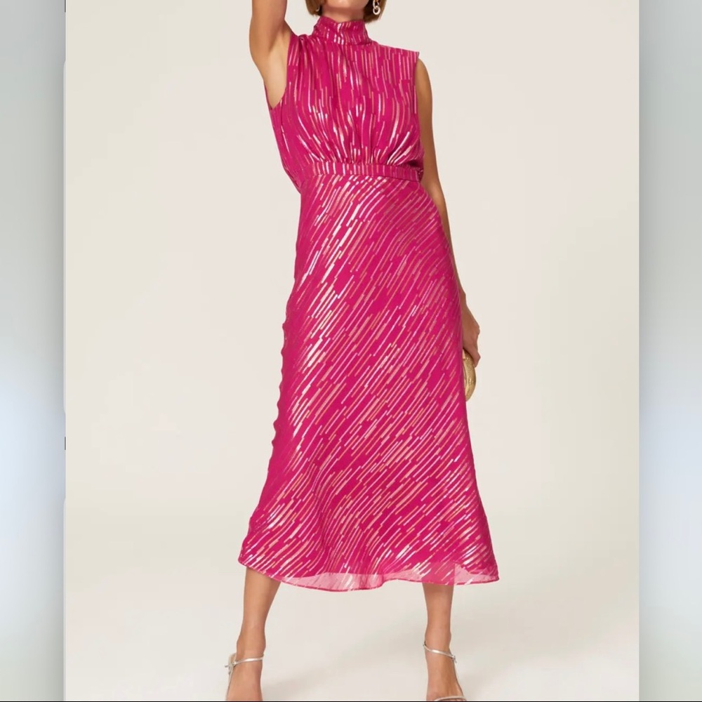 SALONI Pink Midi Dress - hemmed to 48.5”